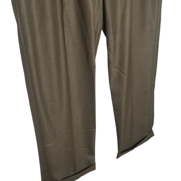 Perry Ellis America Dress Pants Mens 40x32 Brown Pleated Cuffed Front Slacks - Picture 16 of 16